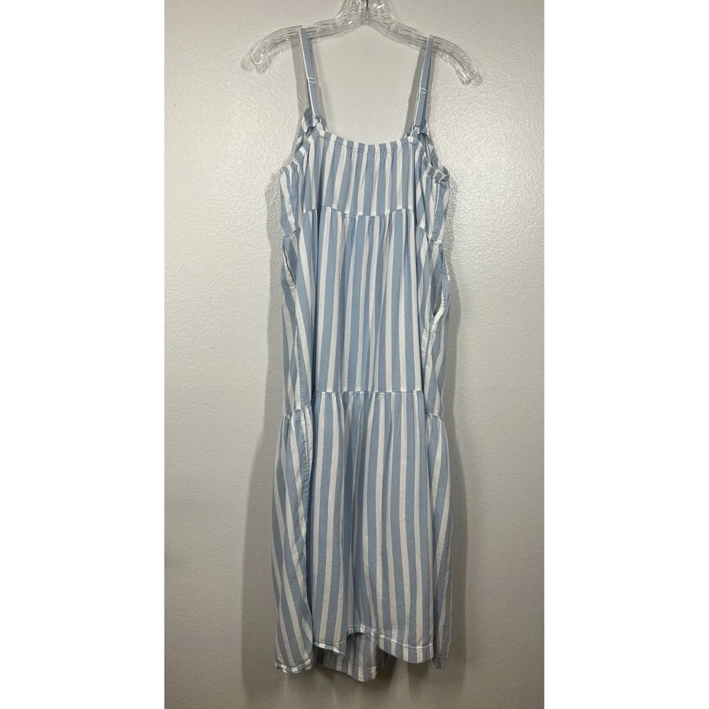 Old Navy Dress Women's S Blue White Striped Cami Sundress Tiered Midi‎ Maxi